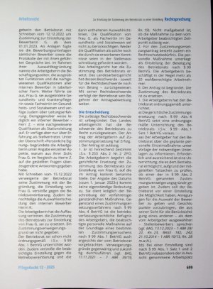 Vorschauseite 3: Zur Ersetzung der Zustimmung des Betriebsrats zu einer Einstellung