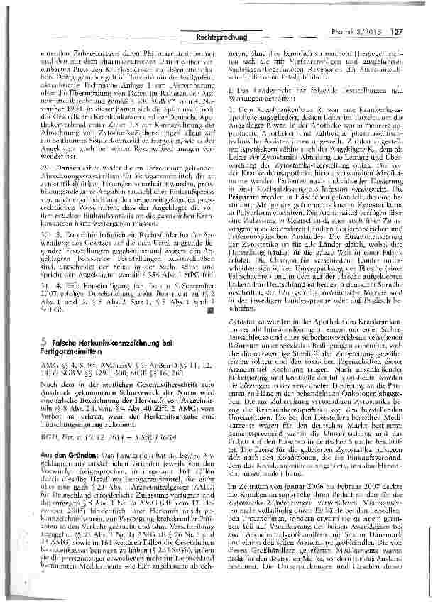 Vorschauseite 1: Falsche Herkunftskennzeichnung bei Fertigarzneimitteln