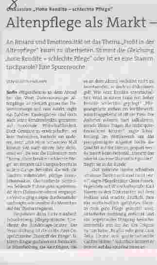 Vorschauseite 1: Altenpflege als Markt - ein weites Feld
