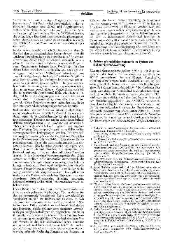 Vorschauseite 2: Solisten als Gegenstand der frühen Nutzenbewertung für Arzneimittelgemäß § 35a SGB V?