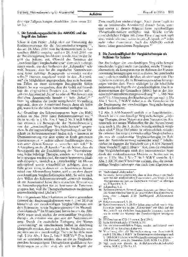 Vorschauseite 3: Solisten als Gegenstand der frühen Nutzenbewertung für Arzneimittelgemäß § 35a SGB V?