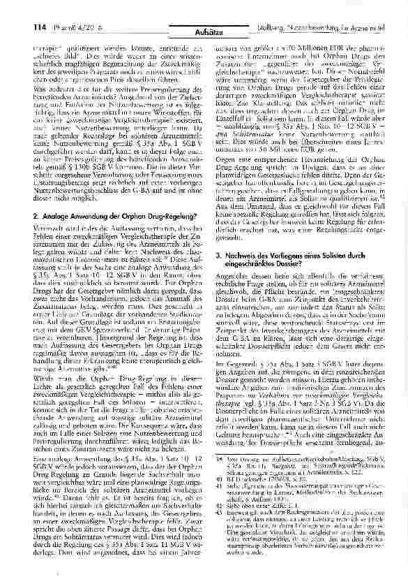 Vorschauseite 6: Solisten als Gegenstand der frühen Nutzenbewertung für Arzneimittelgemäß § 35a SGB V?
