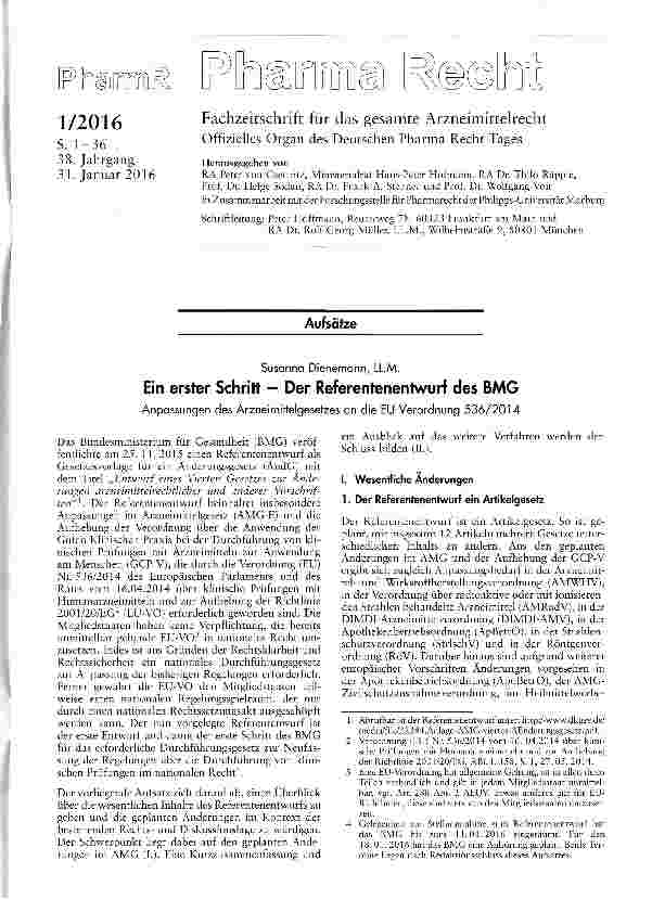 Vorschauseite 1: Ein erster Schritt — Der Referentenentwurf des BMG