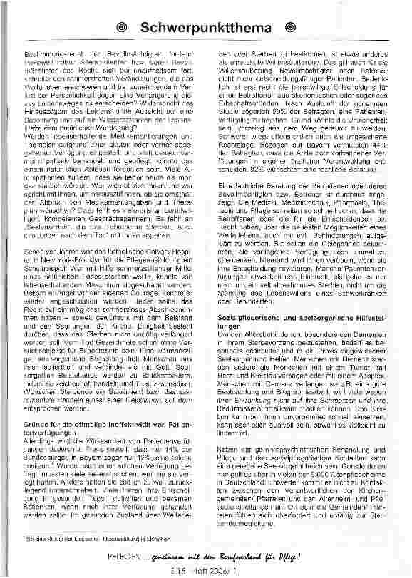 Vorschauseite 2: Patientenverfügungen auch für die Altenpflege?