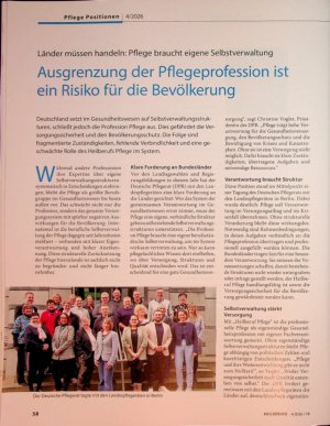 Vorschauseite 1: Ausgrenzung der Pflegeprofession ist ein Risiko für die Bevölkerung