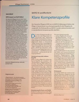 Vorschauseite 3: Ausgrenzung der Pflegeprofession ist ein Risiko für die Bevölkerung