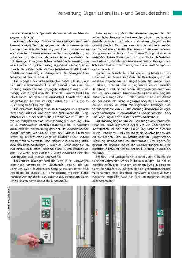Vorschauseite 2: Moderne Türsicherungen ermöglichen geschützte Freiräume für Weglaufgefährdete.