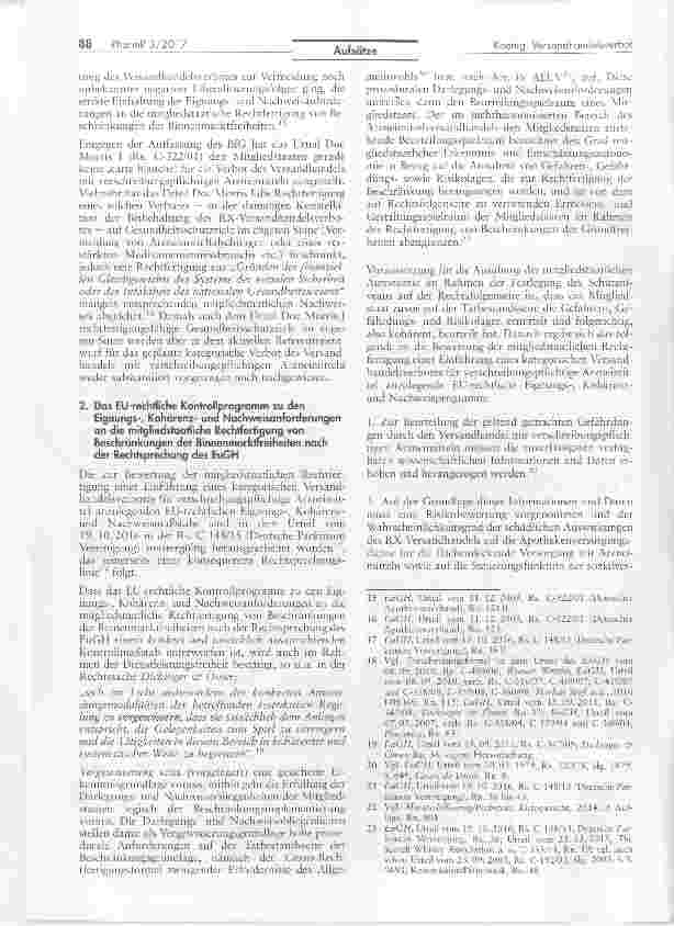 Vorschauseite 4: Versandhandelsverbot für verschreibunaspflichtige Arzneimittel? Ein Frontalzusammenstoß mit der Recntsprechung des EuGH!
