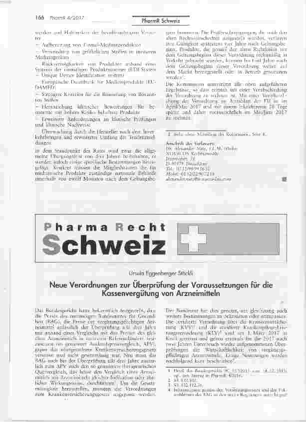 Vorschauseite 1: Neue Verordnungen zur Überprüfung der Voraussetzungen für dieKassenvergütung von Arzneimitteln