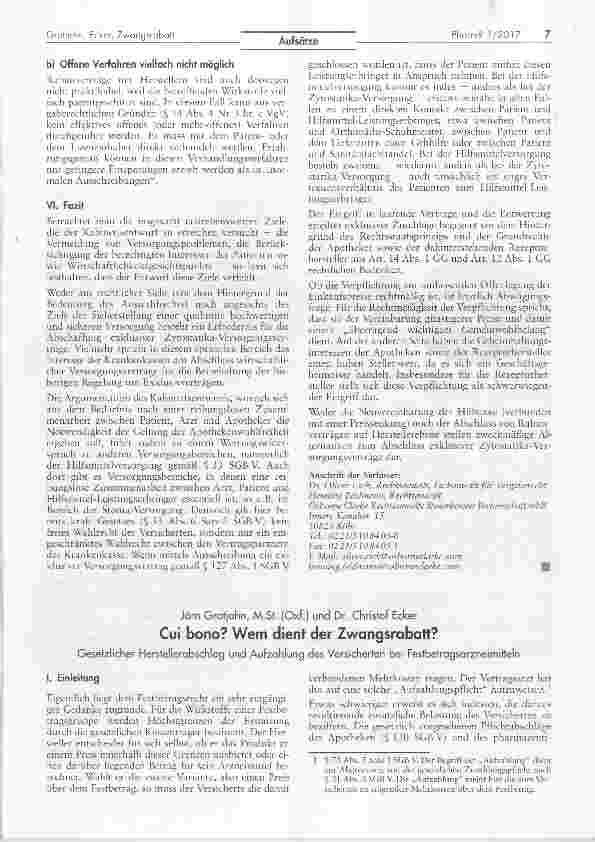 Vorschauseite 1: Cui bono? Wem dient der Zwangsrabatt?