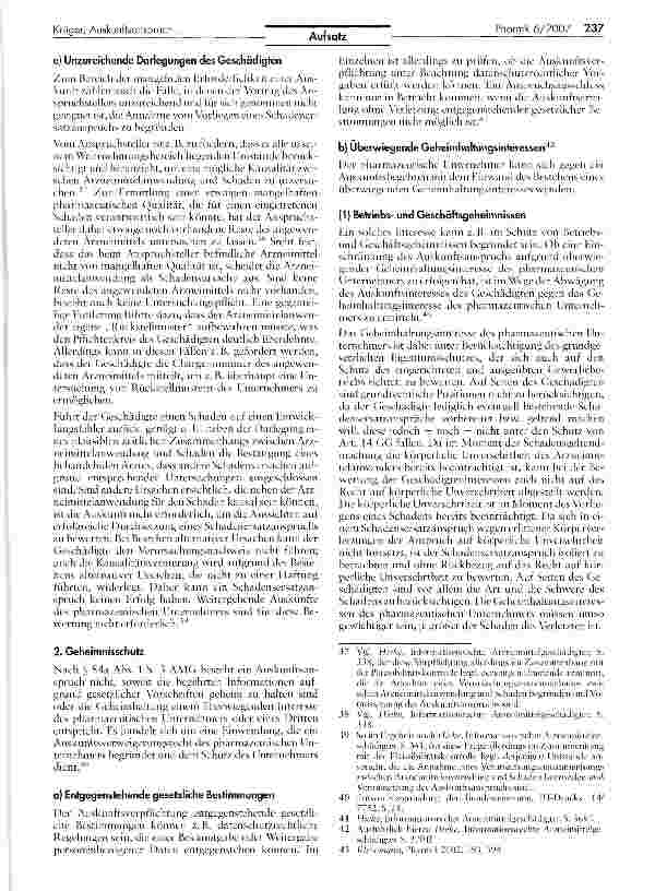 Vorschauseite 6: Der Auskunftsanspruch gegen den pharmazeutischen Unternehmern nach § 84a AMG