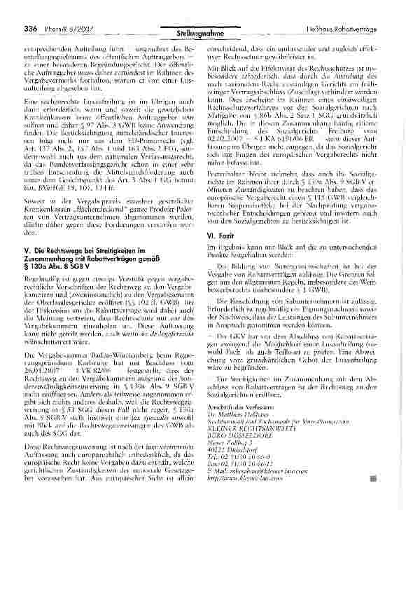 Vorschauseite 3: Ausschreibung und Vergabe von Rabattverträgen -Spezialfragen im Zusammenhang mit dem Abschluss von Rabattverträgen