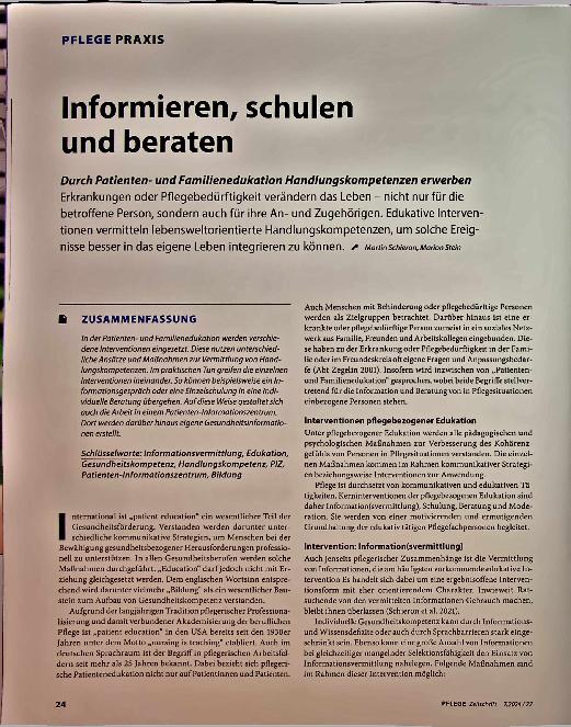 Vorschauseite 1: Informieren, schulen und beraten
