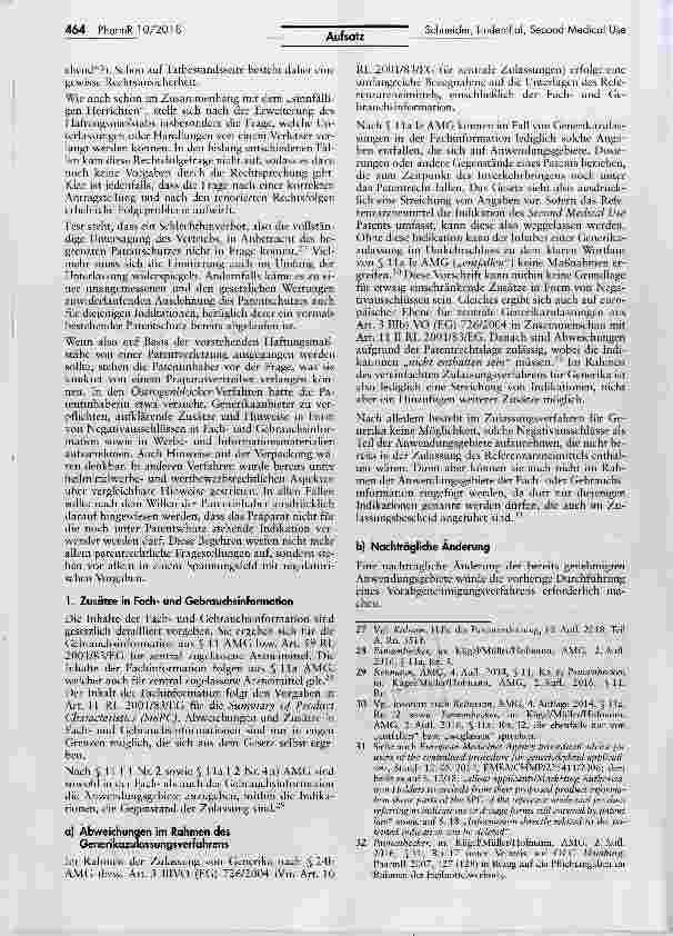 Vorschauseite 4: Erweiterter Haftungsmaßstab bei Second Medical Use Patenten und jetzt?