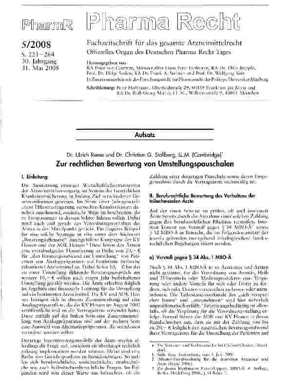 Vorschauseite 1: Zur rechtlichen Bewertung von Umstellungspauschalen