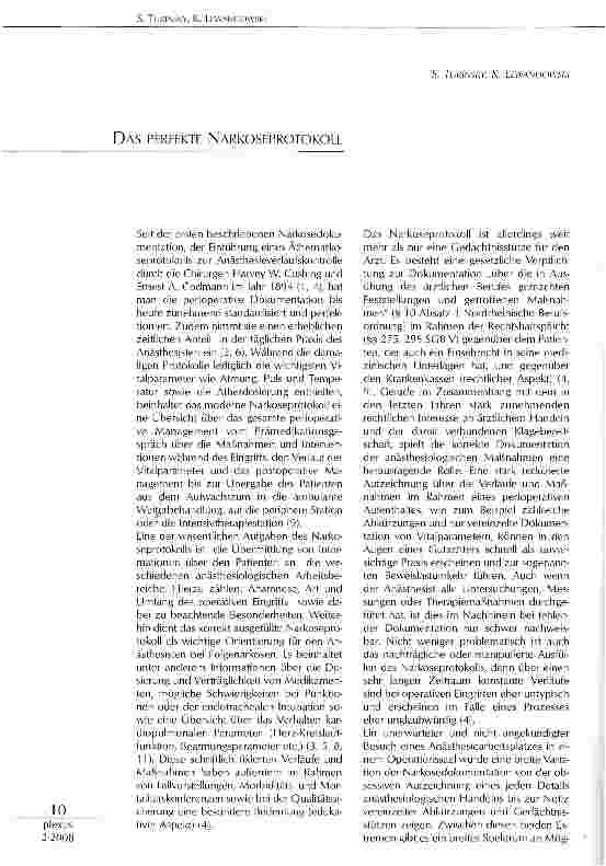 Vorschauseite 1: DAS PERFEKTE NARKOSEPROTOKOLL