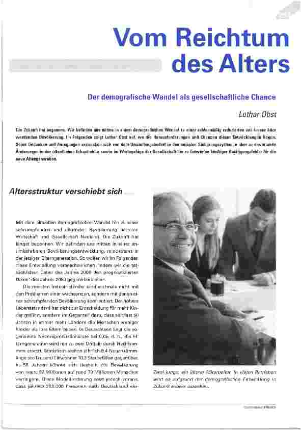 Vorschauseite 1: Vom Reichtum des AltersDer demografische Wandel als gesellschaftliche Chance