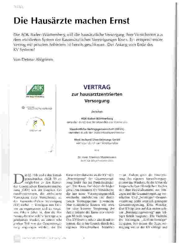 Vorschauseite 1: Die Hausärzte machen Ernst