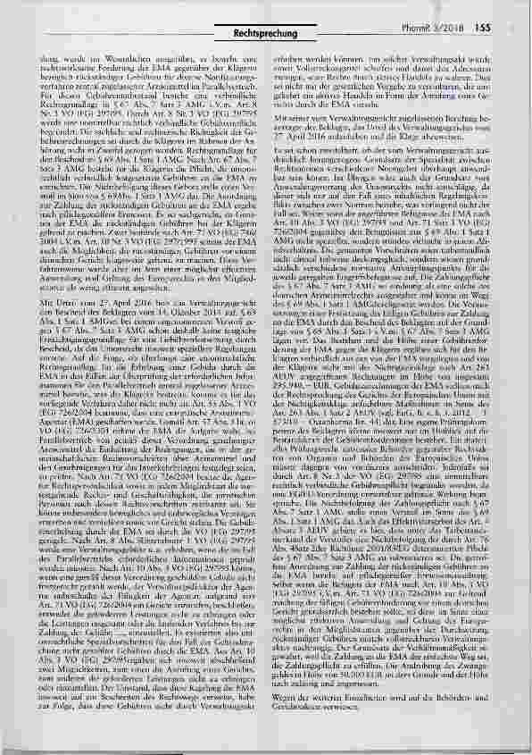 Vorschauseite 2: Keine nationale Gebührenerhebung für die Europäische Arzneimittelagentur (EMA) Parallelimport von Arzneimitteln