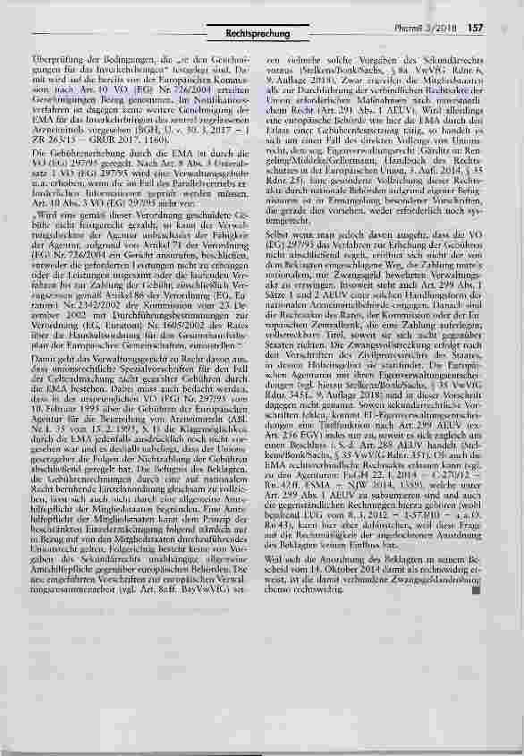Vorschauseite 4: Keine nationale Gebührenerhebung für die Europäische Arzneimittelagentur (EMA) Parallelimport von Arzneimitteln