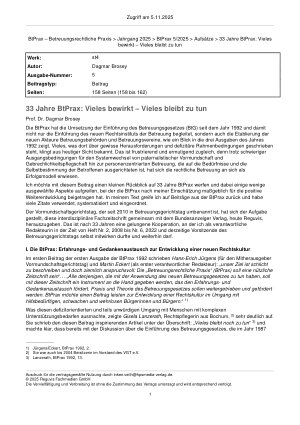 Vorschauseite 1: 33 Jahre BtPrax: Vieles bewirkt – Vieles bleibt zu tun
