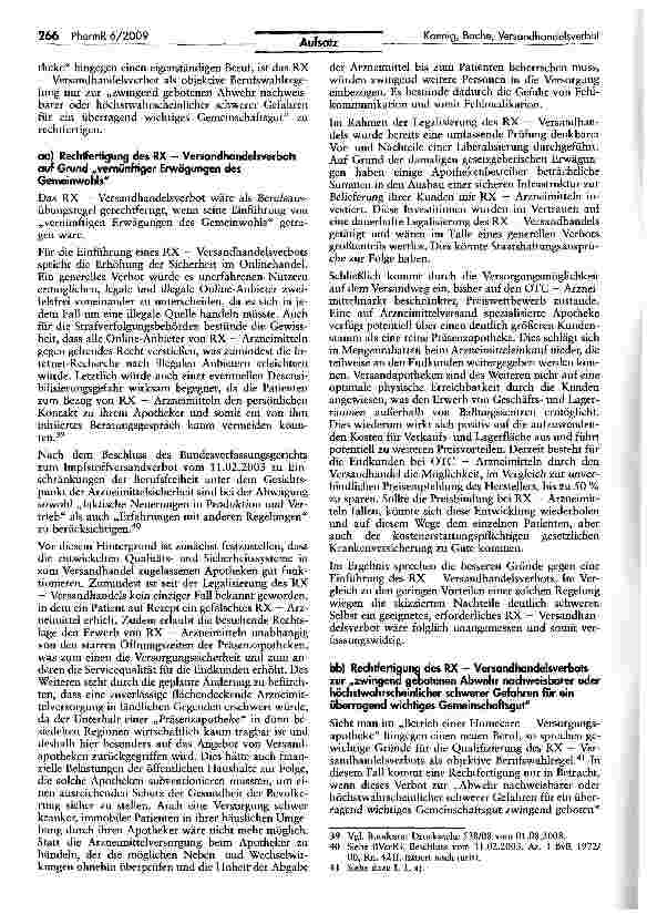 Vorschauseite 6: Verfassungsrechtliche Bewertung eines Versandhandelsverbots für verschreibungspflichtige Arzneimittel