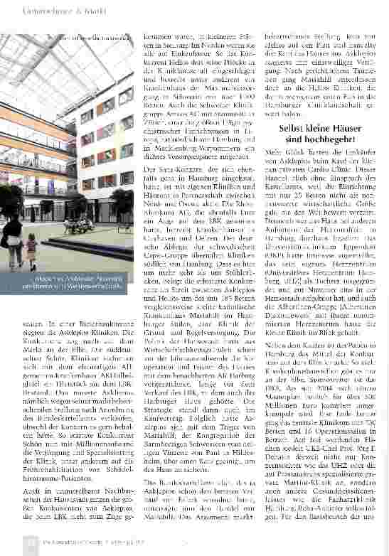 Vorschauseite 2: Aufmarsch der großen Krankenhauskonzerne an der Elbe