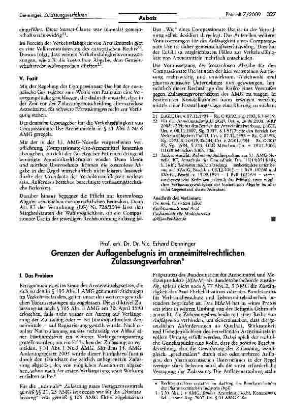 Vorschauseite 5: Hemmnisse für den Compassionate Use durch die 15. AMG-Novelle