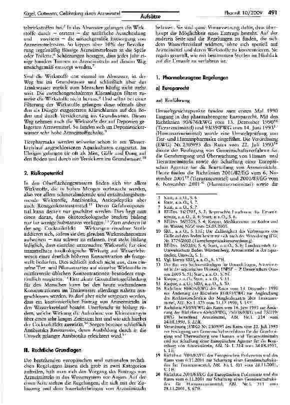 Vorschauseite 2: Gefährdungen des Schutzgutes Wasser durch Arzneimittel