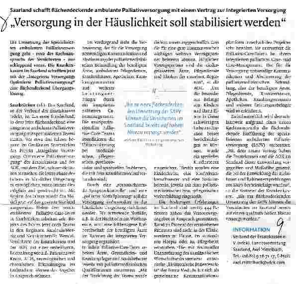 Vorschauseite 1: Versorgung in der Häuslichkeit soll stabilisiert werden