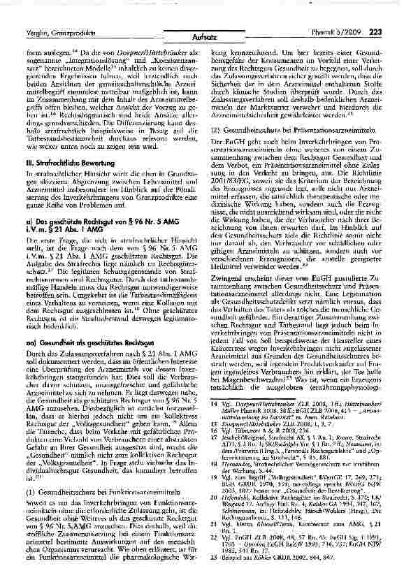 Vorschauseite 3: Strafrechtliche Probleme bei der Abgrenzung von Lebensmitteln und Arzneimitteln - Der Umgang mit § 96 Nr. 5 AMG beim Vertrieb von Grenzprodukten