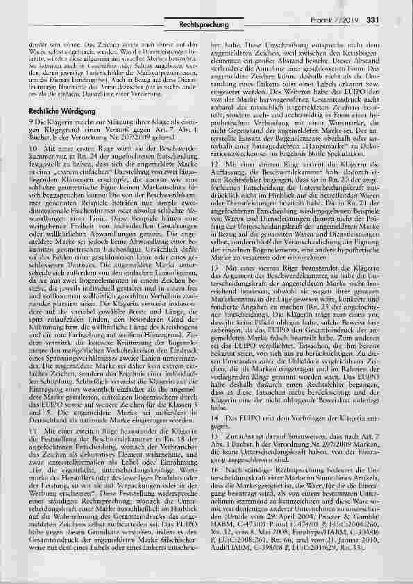 Vorschauseite 2: 1 Unionsbildmarke aus zwei konvexen roten Linien (Gegenüberliegende Klammern)VO (EG) Art. 7 I lit. b; VO (EU) 2017/1001 Art. 7 I lit. b, 66; UMV Art. 7 I lit. b