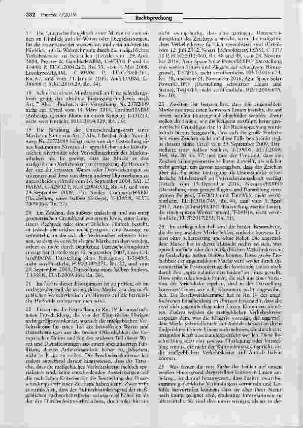 Vorschauseite 3: 1 Unionsbildmarke aus zwei konvexen roten Linien (Gegenüberliegende Klammern)VO (EG) Art. 7 I lit. b; VO (EU) 2017/1001 Art. 7 I lit. b, 66; UMV Art. 7 I lit. b