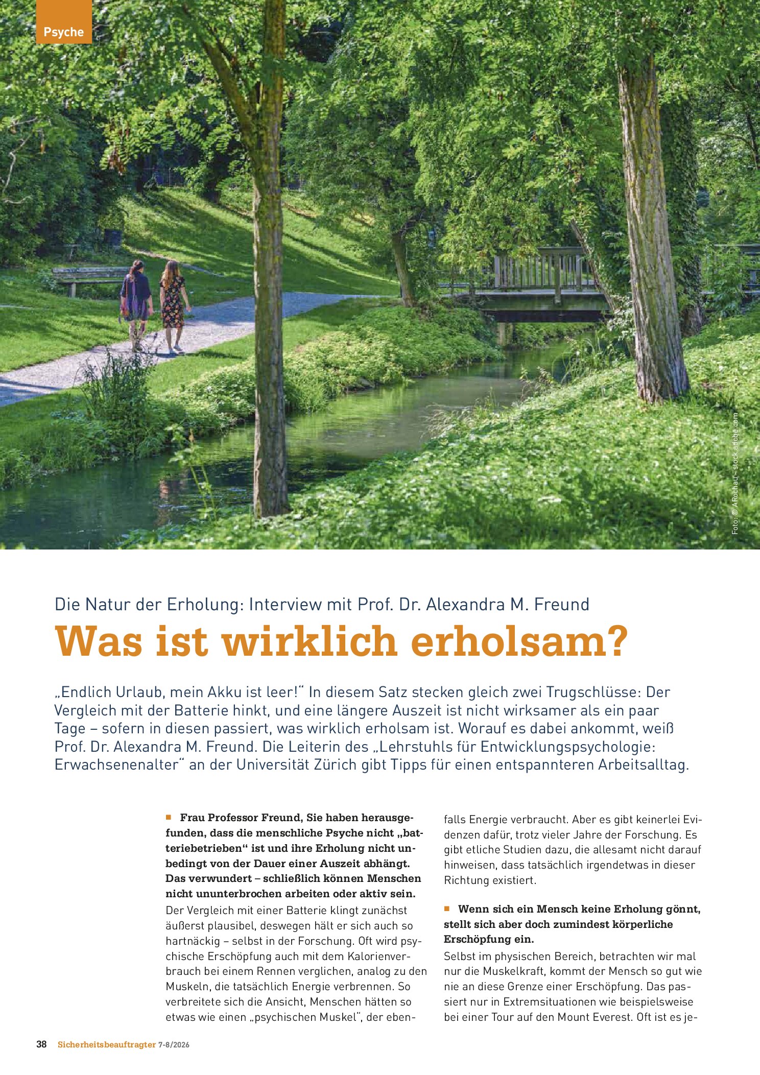 Vorschauseite 1: Die Natur der Erholung: Interview mit Prof. Dr. Alexandra M. Freund. Was ist wirklich erholsam?