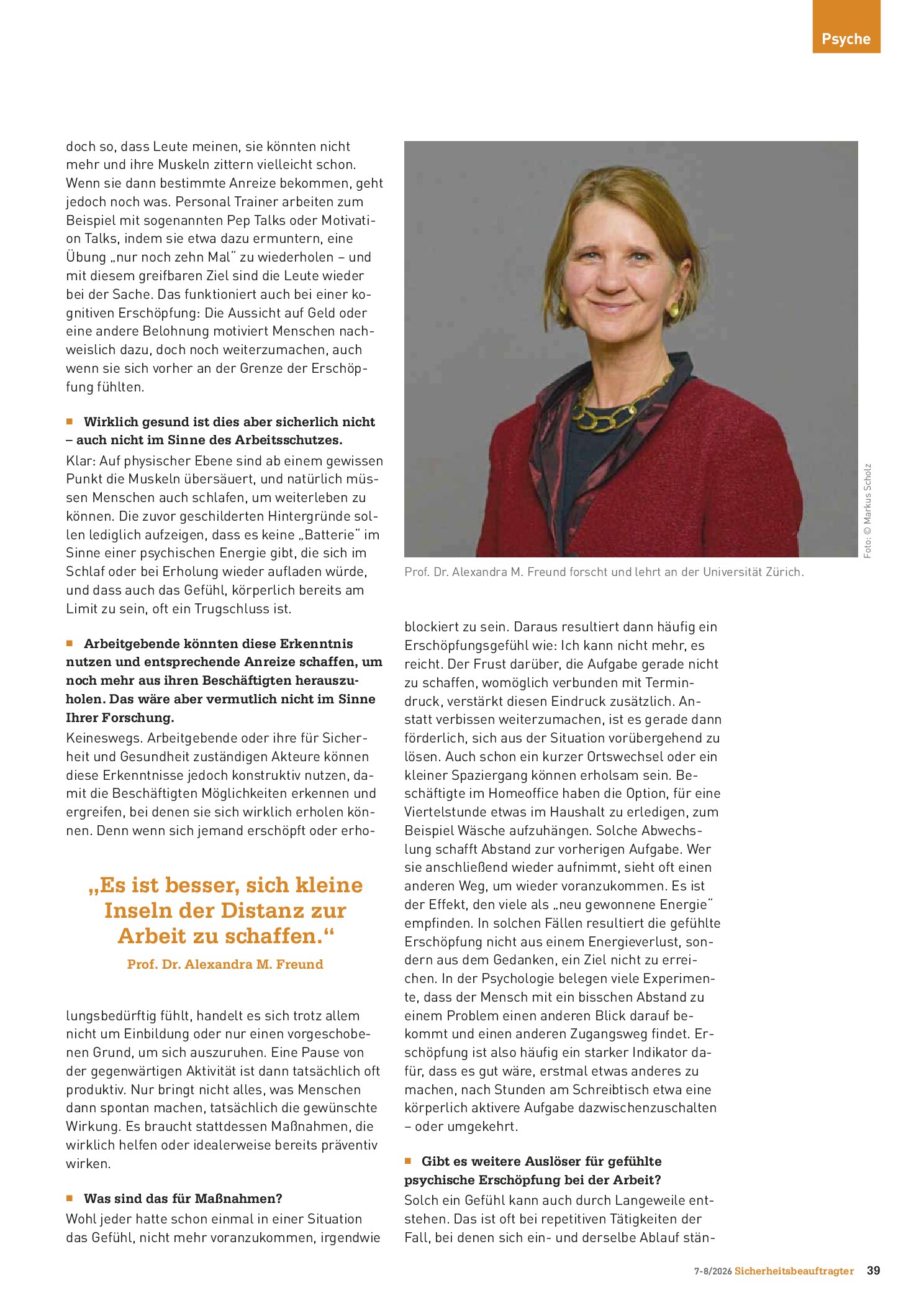 Vorschauseite 2: Die Natur der Erholung: Interview mit Prof. Dr. Alexandra M. Freund. Was ist wirklich erholsam?