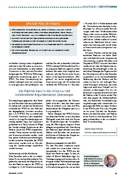 Vorschauseite 2: Wohnungseigentümergemeinschaft: Besonderheiten als Verpächter