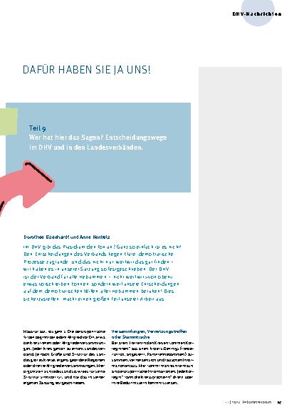 Vorschauseite 2: Dafür haben Sie ja uns Teil 9 Wer hat hier das Sagen? Entscheidungswege im DHV und in den Landesverbänden.
