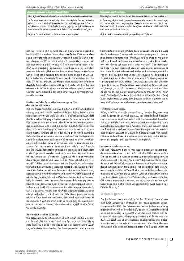 Vorschauseite 3: Die digitale Gesundheitsakte aus der Sicht von Krebserkrankten