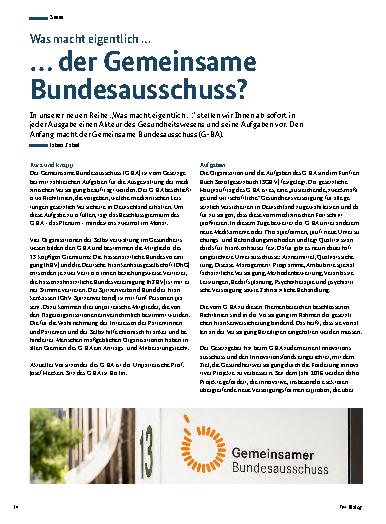 Vorschauseite 1: Was macht eigentlich der Gemeinsame Bundesausschuss?
