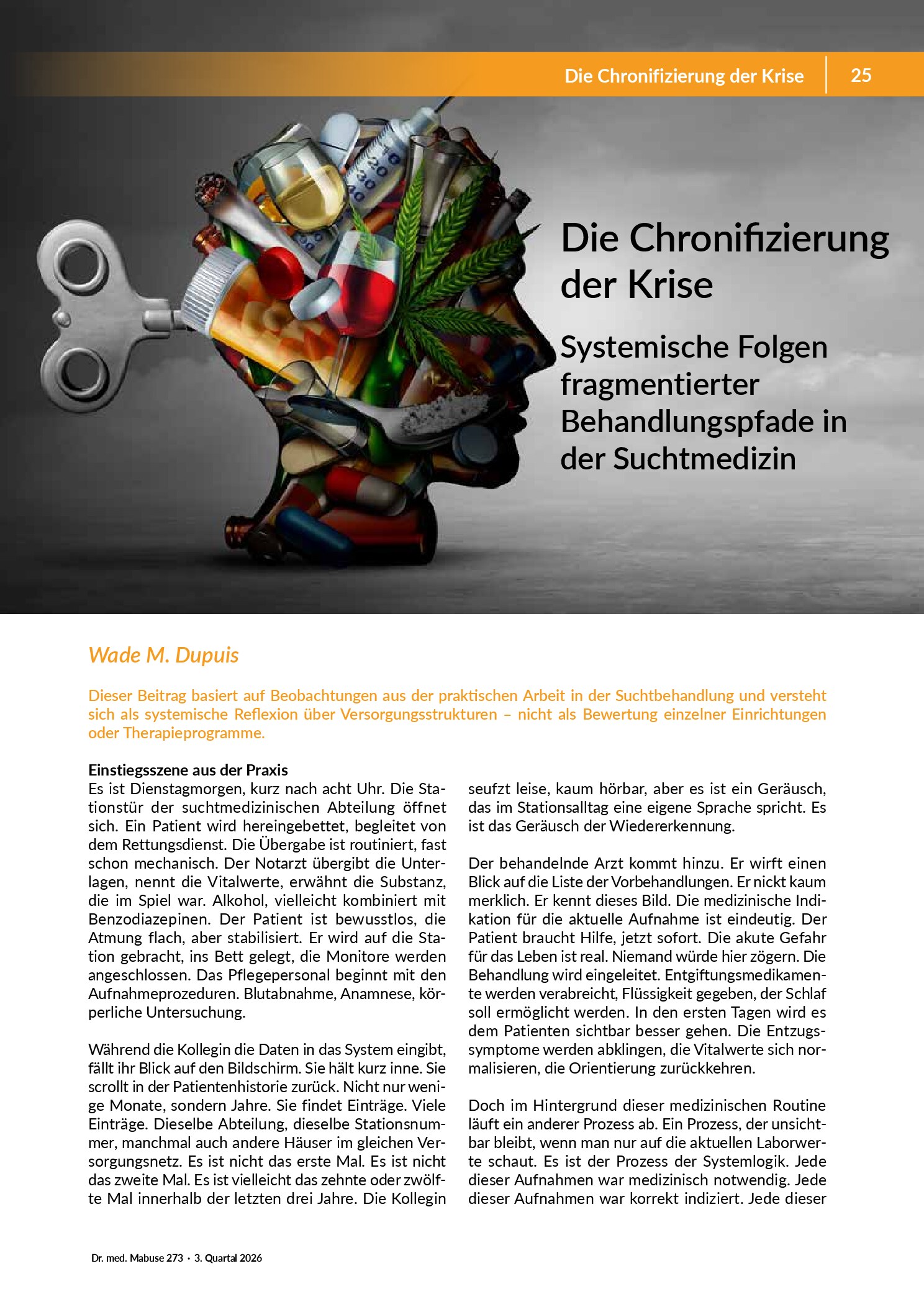 Vorschau: Die Chronifizierung der Krise: Systemische Folgen fragmentierter Behandlungspfade in der Suchtmedizin