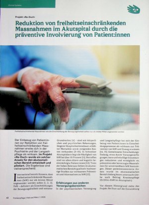 Vorschauseite 1: Reduktion von freiheitseinschränkenden Massnahmen im Akutspital durch die präventive Involvierung von Patientinnen