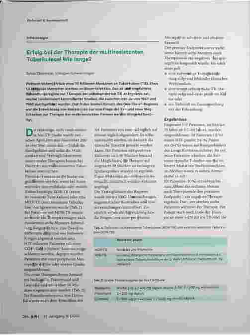 Vorschauseite 1: Infektiologie: Erfolg bei der Therapie der multiresistenten Tuberkulose! Wie lange?