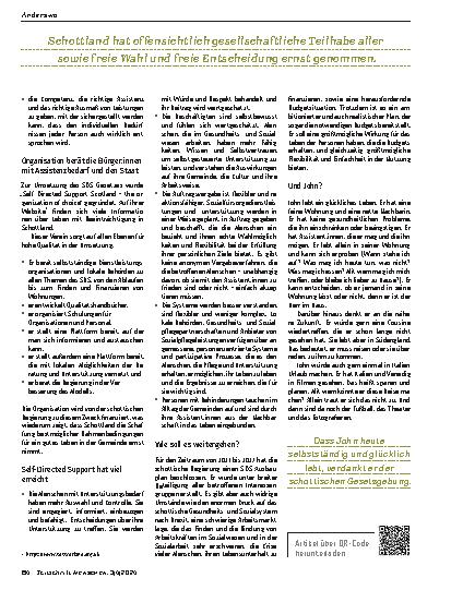 Vorschauseite 4: John führt ein glückliches Leben. Wie Schottland die UN-Behindertenrechtskonvention umsetzt.