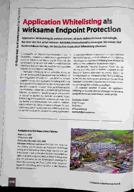 Vorschauseite 1: Application Whitelisting als wirksame Endpoint Protection