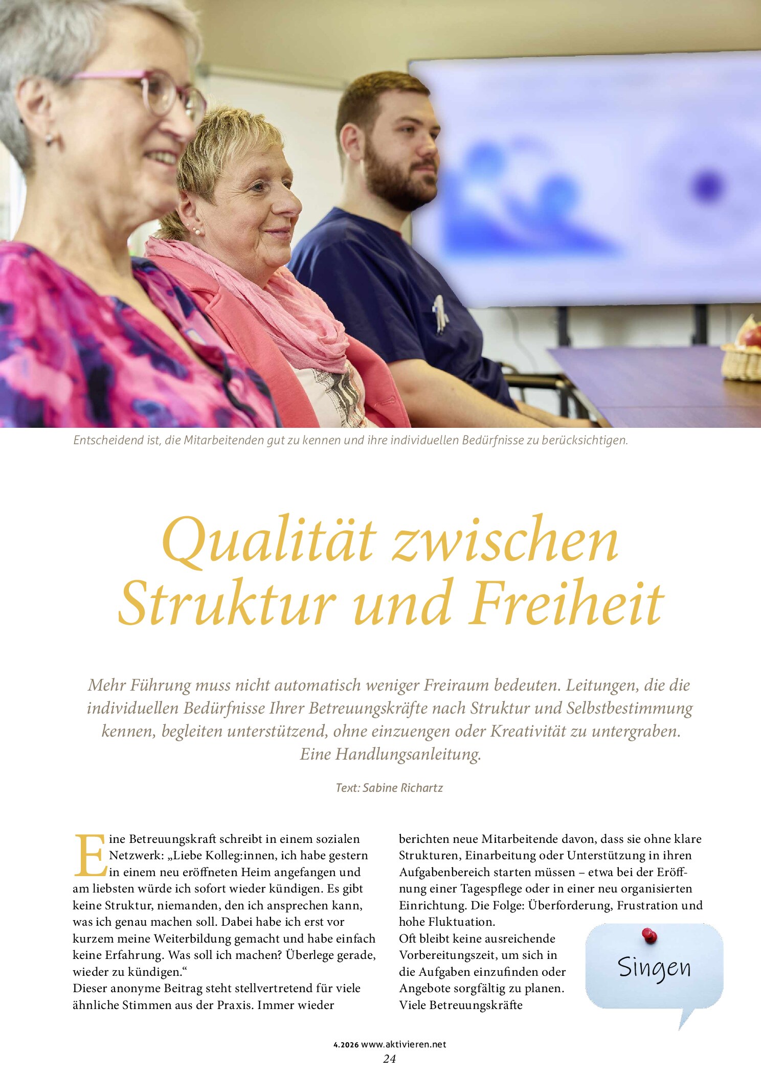 Vorschauseite 1: Qualität zwischen Struktur und Freiheit