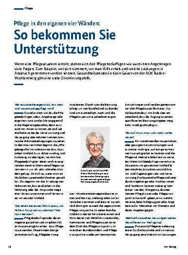 Vorschauseite 1: Pflege in den eigenen vier Wänden: So bekommen Sie Unterstützung