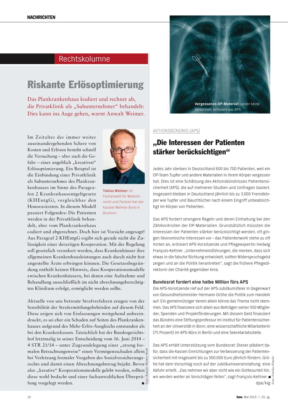 Vorschauseite 1: ?Die Interessen der Patienten stärker berücksichtigen?