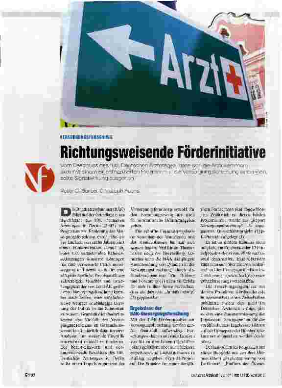 Vorschauseite 1: Richtungsweisende Förderinitiative