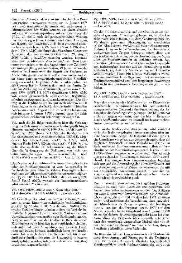 Vorschauseite 4: Keine Aufnahme eines nach dem 01.08.1961 in Verkehr gebrachten Medikaments in Traditionsliste