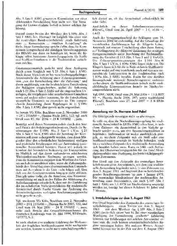 Vorschauseite 5: Keine Aufnahme eines nach dem 01.08.1961 in Verkehr gebrachten Medikaments in Traditionsliste